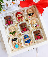Фігурки з шоколаду Ведмедик Фігурка на торт Прикраси з бельгійського шоколаду Подарунок дитині Подарунковий набір для дітей