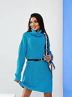Женская теплое платье туника новинка 2023 голубой