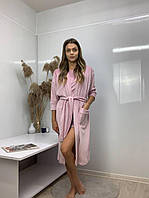 Халат шалевий на запах довгий пудровий т.м lekol