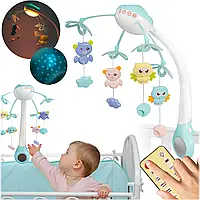 Мобіль для дітей на ліжечко з проектором , мелодіями та дистанційним керуванням RK-813 блакитний Ricokids Польща