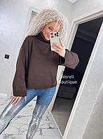 Женский вязаный свитер оверсайз под горло с широкими рукавами Ssnor2138