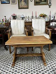 Комплект стіл з кріслами з натурального дуба та алькантари