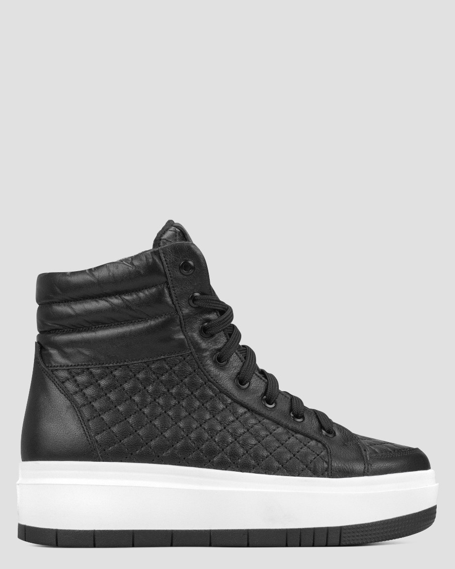 Кеди високі жіночі чорні натуральна шкіра Україна VM Villomi — розмір 37 (24,5 см) (модель: VMVem-20KBL), фото 1