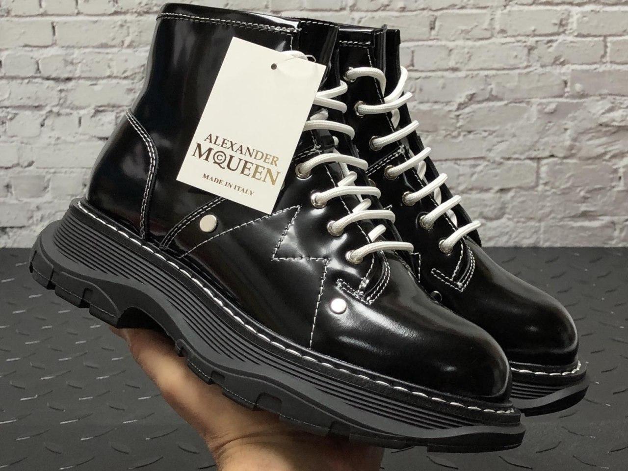 Зимові Жіночі Черевики Alexander Mcqueen Tread Slick Boots Black (Хутро) 36-37-38-39-40-41