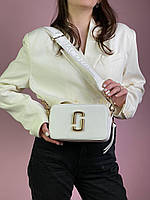 Женская сумка Marc Jacobs The Snapshot White/Gold экокожа , логотип металлический