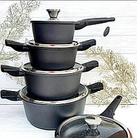 Набор кастрюль со сковородкой Edenberg с гранитным антипригарным покрытием черный