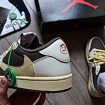 Чоловічі кросівки Nike Air Jordan 1 Low Travis Scott Reverse Mocha Найк Джордан коричневі нубук шкіра, фото 5