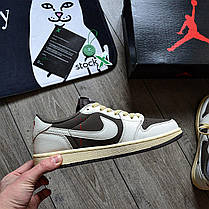 Чоловічі кросівки Nike Air Jordan 1 Low Travis Scott Reverse Mocha Найк Джордан коричневі нубук шкіра, фото 6