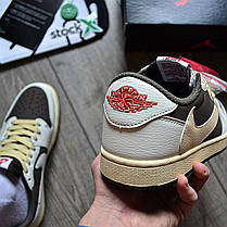 Чоловічі кросівки Nike Air Jordan 1 Low Travis Scott Reverse Mocha Найк Джордан коричневі нубук шкіра, фото 4