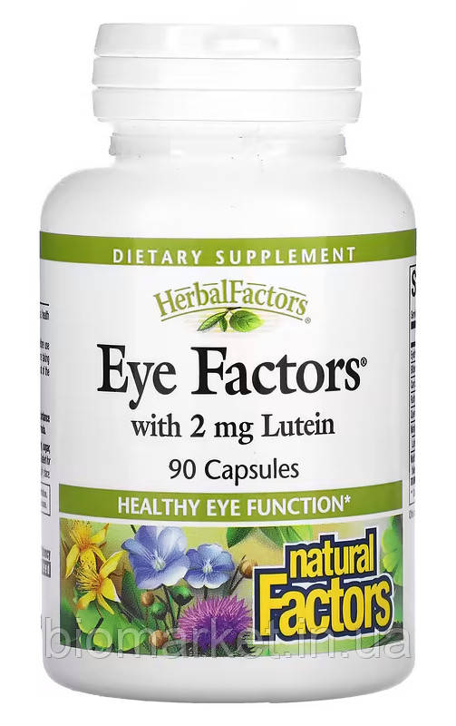 Eye Factors із 2 мг лютеїну 90капс. «Natural Factors» синергетична формула, яка підтримує здоровий зір.