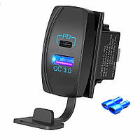 USB заглушка в кнопку на панелі авто QC 3.0 та PD TypeC 20W