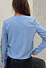 Реглан жіночий блакитний в рубчик лонгслів трикотажний на флісі 3457-02, фото 3
