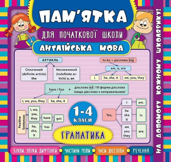 Пам’ятка для початкової школи — Англійська мова. Граматика. 1—4 класи. Зінов’єва Л. О.