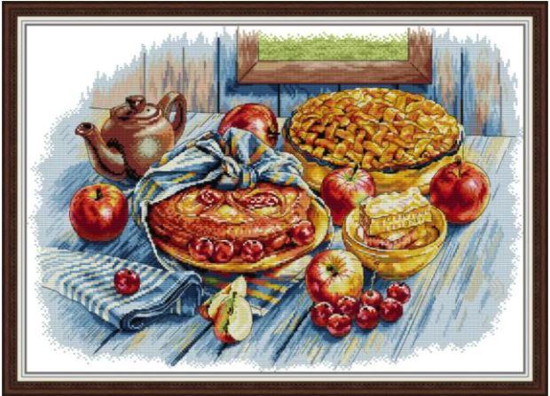 Набір для вишивання за нанесеною на канву схемою "Apple Cherry Pie". AIDA 14CT printed 54*40 см