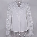 Біла блузка з мереживними рукавами для дівчат стиль і комфорт повсякденна шкільна блузка, фото 4