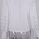 Біла блузка з мереживними рукавами для дівчат стиль і комфорт повсякденна шкільна блузка, фото 6