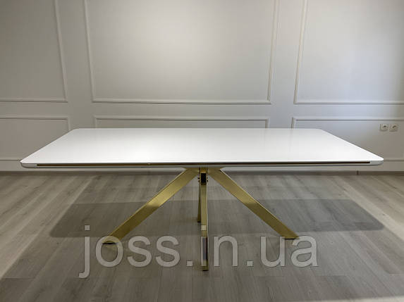 Стіл обідній білий на золотій ніжці 200x90x76см JOSS Карла, фото 1