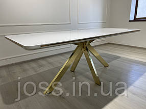 Стіл обідній білий на золотій ніжці 200x90x76см JOSS Карла, фото 3