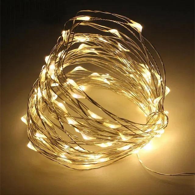 Світлодіодна гірлянда Нитка Роса на батарейках та з USB на ялинку 100 LED 10м