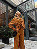 Коричневий жіночий класичний універсальний брючний костюм із костюмки: Розкльошені Штани та Подовжена Сорочка, фото 6