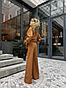 Коричневий жіночий класичний універсальний брючний костюм із костюмки: Розкльошені Штани та Подовжена Сорочка, фото 3