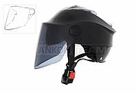 Шлем открытый (вело/самокат) "DAVID" (#D309, черный глянцевый, регулятор размера, очки, тонировка )