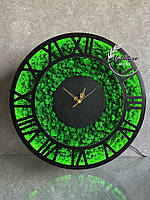 Годинник з мохом та підсвіткою 60 см, годинник настінний