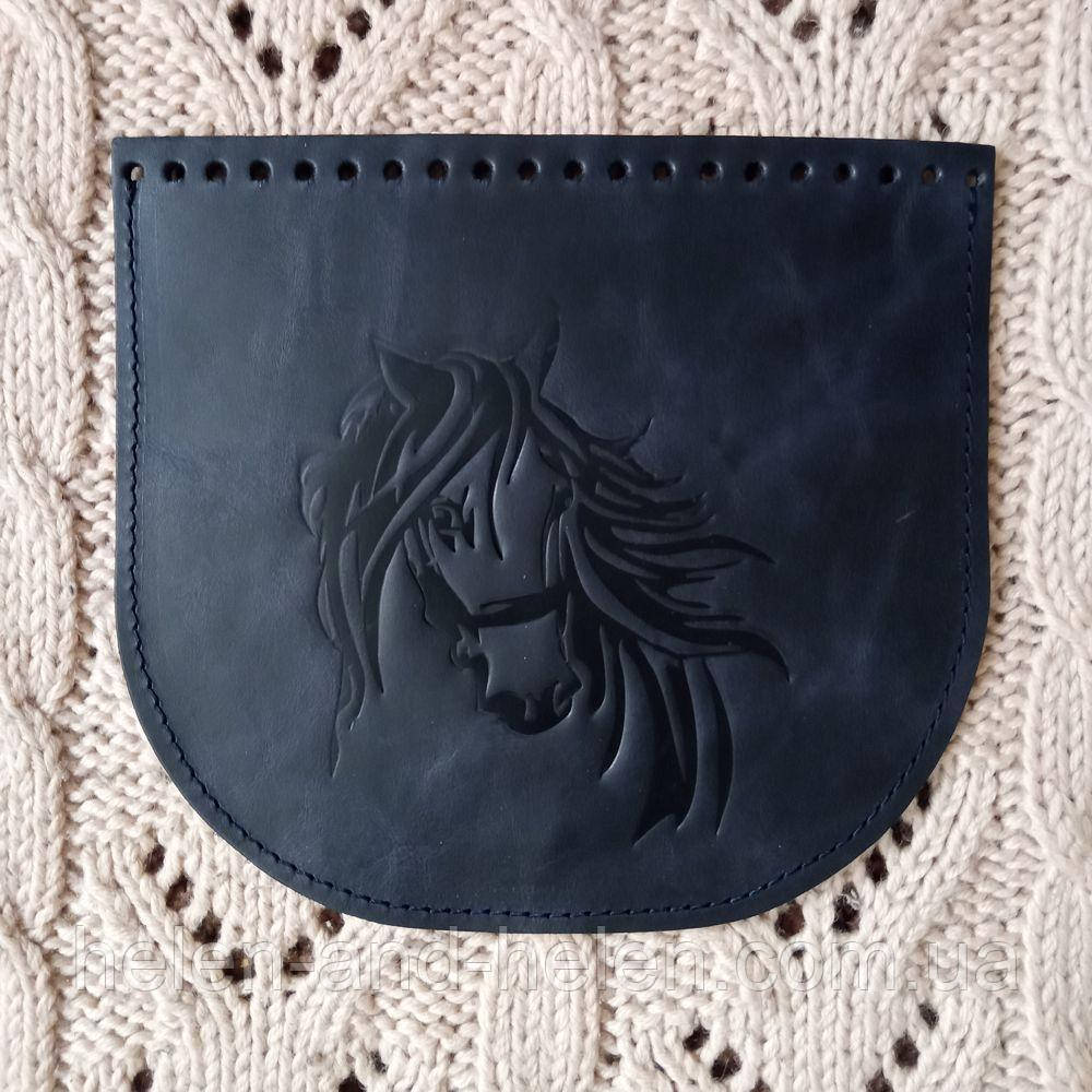 Клапан для сумки "Кiнь". Колір синій", фото 1