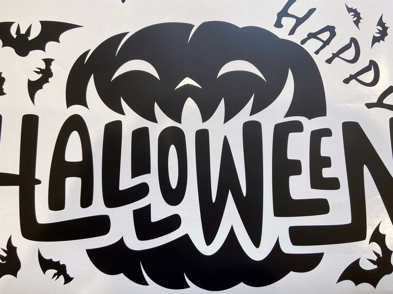 Виниловые наклейки Happy Halloween Тыква 638*360мм (декор на хэллоуин самоклеющийся) матовая Черный - фото 5 - id-p1983515906