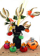 Страшний набір : вітка з вороном та гарбузами на Хелловін - Декор для Хелоуіна