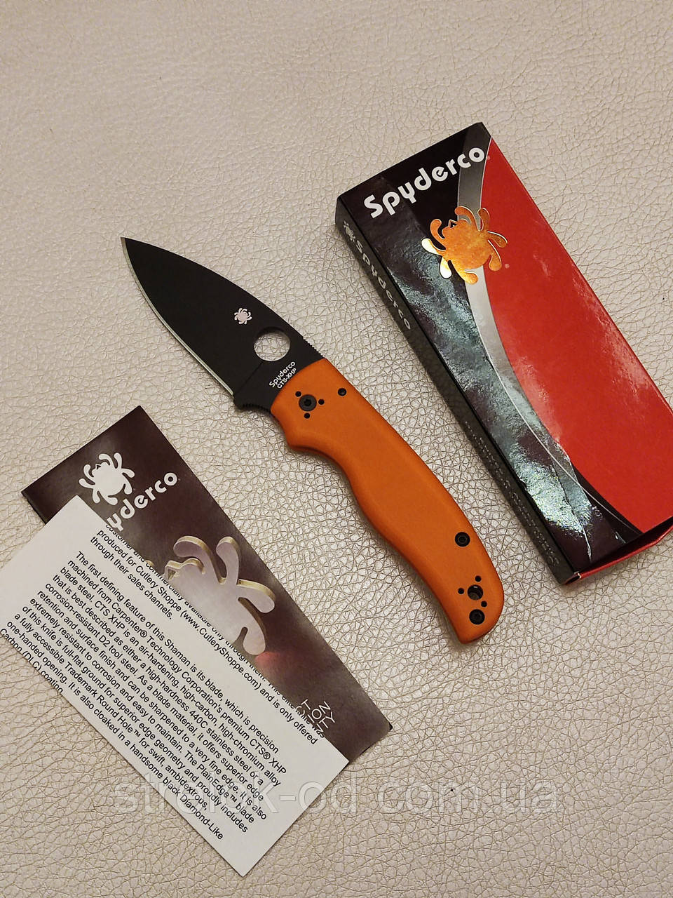 Spyderco Shaman Orange G10 Black Blade CTS-XHP Exclusive, фото 1