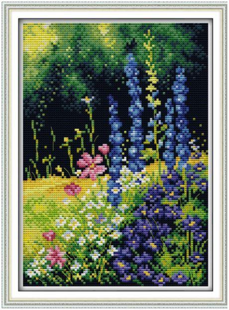 Набір для вишивання за нанесеною на канву схемою "Beautiful Flowers 3". AIDA 14CT printed 21*30 см