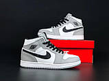 Жіночі зимові кросівки Nike Air Jordan шкіряні стильні баскетбольні сірі білі, фото 4