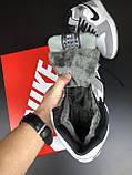 Жіночі зимові кросівки Nike Air Jordan шкіряні стильні баскетбольні сірі білі, фото 7