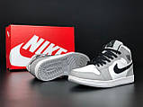 Жіночі зимові кросівки Nike Air Jordan шкіряні стильні баскетбольні сірі білі, фото 6