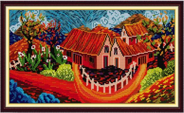 Набір для вишивання за нанесеною на канву схемою "Color House". AIDA 16CT printed 35*19 см