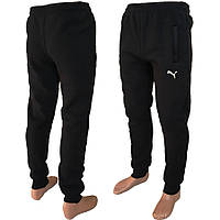 Чёрные теплые мужские штаны на манжете (Полу-батал) Размер: 50,52,54,56,58 (24008)