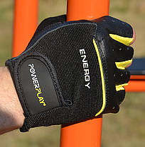 Рукавички для фітнесу PowerPlay 9058 Energy чорно-жовті S, фото 3