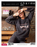 Женская махровая (мех тедди) пижама SMILE CharMe Турция, серый
