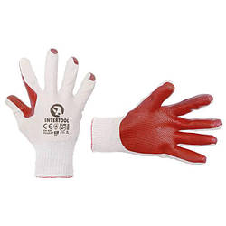 Перчатки рабочие стекольщика ( каменщика ) красные трикотажные с латексным покрытием [] Intertool SP-0004