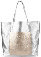 Женская кожаная сумка POOLPARTY Mania mania-silver-gold