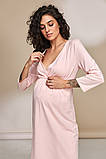 Базова нічна сорочка для вагітних та годуючих з бавовняного трикотажу Alisa S Юла Мама Рожевий NW-1.5.7, фото 7