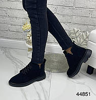 Ботинки зимние - Gloria натуральная замша, черного цвета.