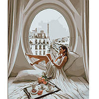 Картина по номерам Strateg Завтрак на фоне Парижа 40х50 см HH054