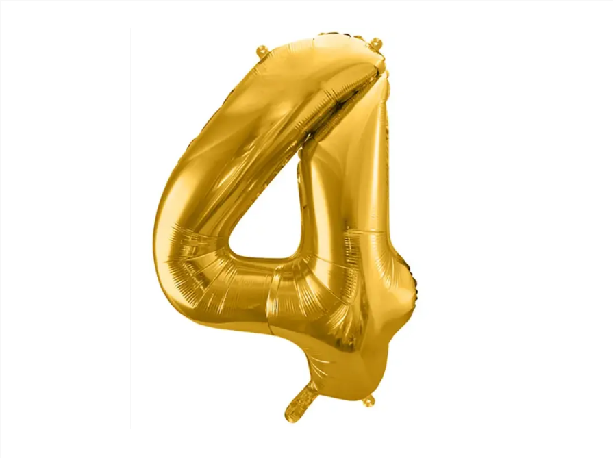 Фольгована кулька цифра "4" золота Party Deco (100см) 1шт.