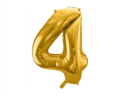 Фольгована кулька цифра "4" золота Party Deco (100см) 1шт.