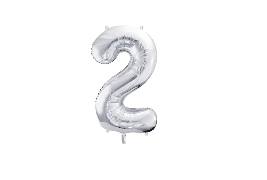 Фольгована кулька цифра "2" срібна Party Deco (100см) 1шт.