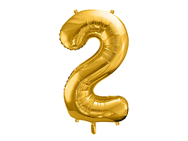 Фольгована кулька цифра "2" золота Party Deco (100см) 1шт.