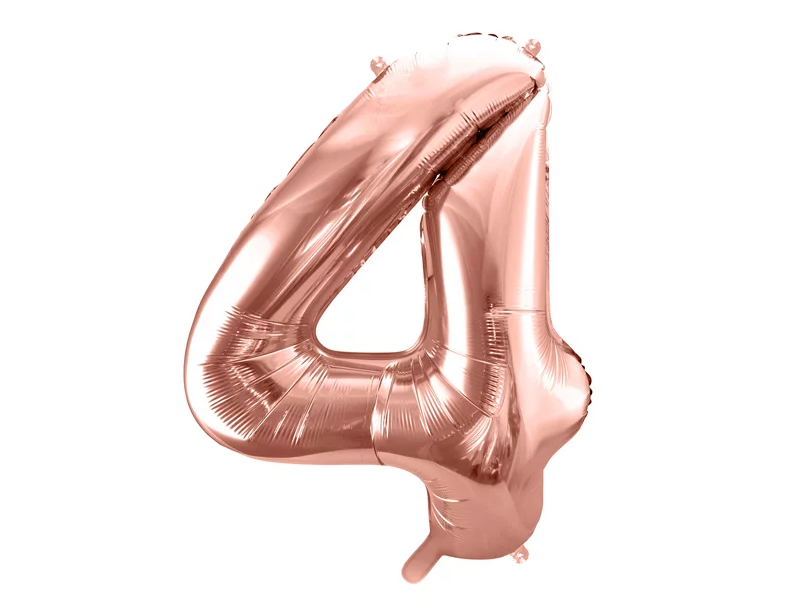 Фольгована кулька цифра "4" рожеве золото Party Deco (100см) 1шт.