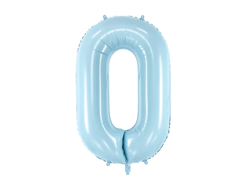 Фольгована кулька цифра "0" блакитна Party Deco (100см) 1шт.